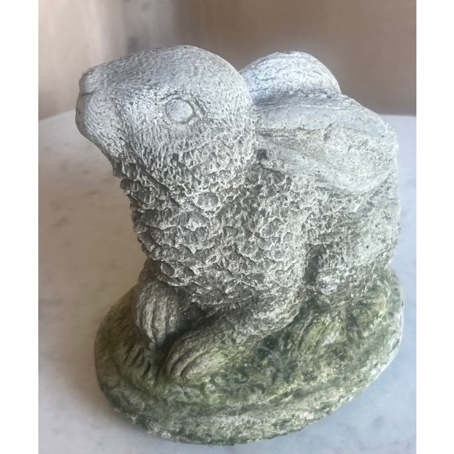 Vintage Bunny Garden Statue With Moss For Sale - Image 4 of 12