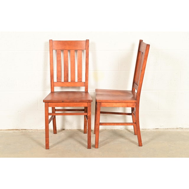 Limbert Style Antique Mission Oak Arts & Crafts Dining Chairs, Set of Four For Sale In South Bend - Image 6 of 8