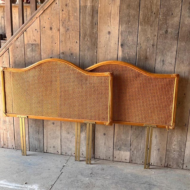 Single Bed Headboards in Cane and Bamboo, Set of 2 For Sale - Image 9 of 12