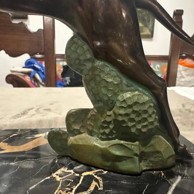 1930s Art Deco Portoro Marble and Metal French Table Clock For Sale - Image 10 of 13