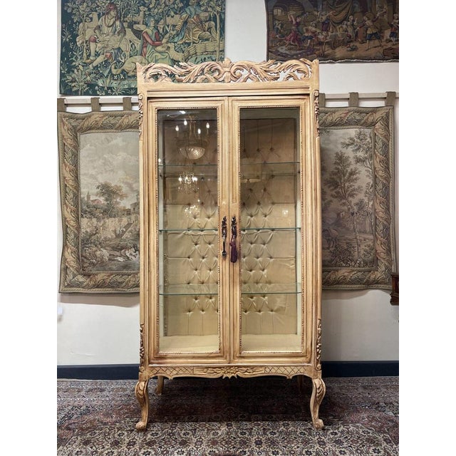 Vintage Painted Vitrine with Glass Shelves For Sale - Image 3 of 7