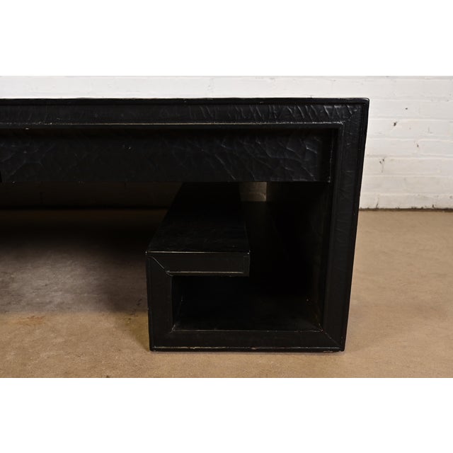 Thomas Pheasant for Baker Furniture Greek Key Black Lacquered Coffee Table For Sale - Image 9 of 12