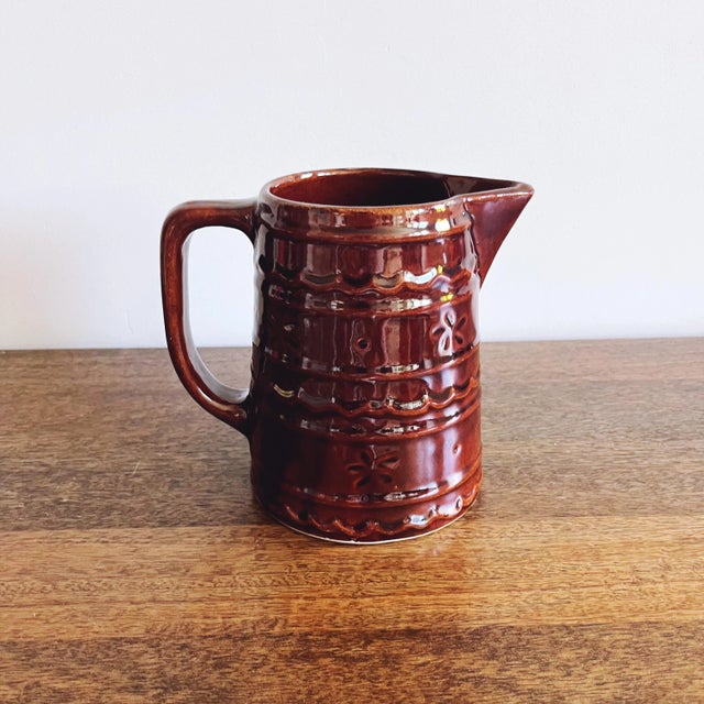 Vintage MarCrest Daisy and Dot Glazed Stoneware Pitcher Chairish