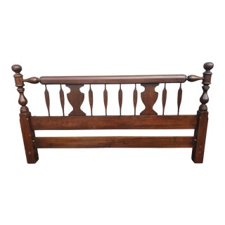 Harden Mid Century Modern Solid Dark Walnut King Size Headboard For Sale