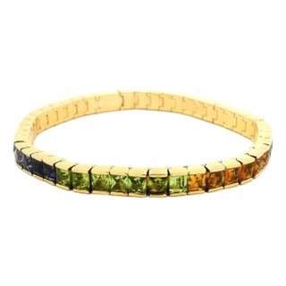 H. Stern 18k Gold Brazilian Rainbow Gemstone Bracelet, 1990s For Sale