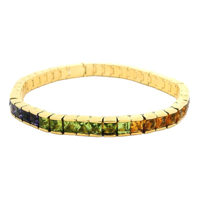 H. Stern 18k Gold Brazilian Rainbow Gemstone Bracelet, 1990s For Sale