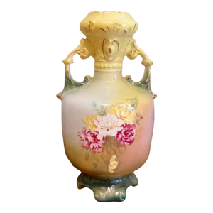 Antique Austrian Amphora Vase With Rose Decoration