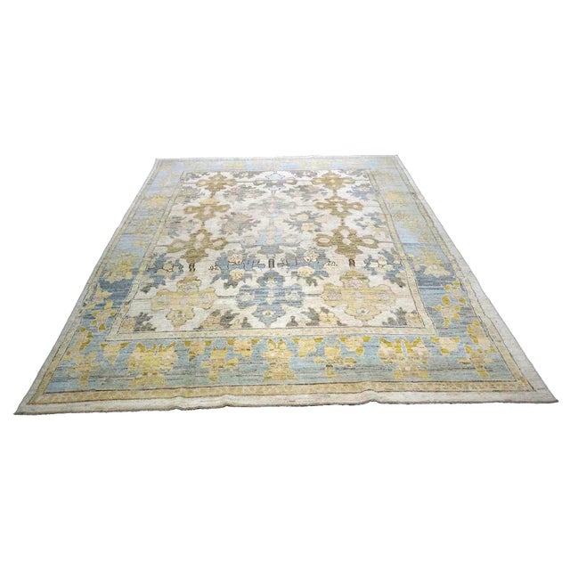 Condition: New Origin: Turkey Design: Oushak Actual size: 9'7" X 12'1" Thickness: 1/8" - 1/4" Colors: Gold, Ivory, Gray,...
