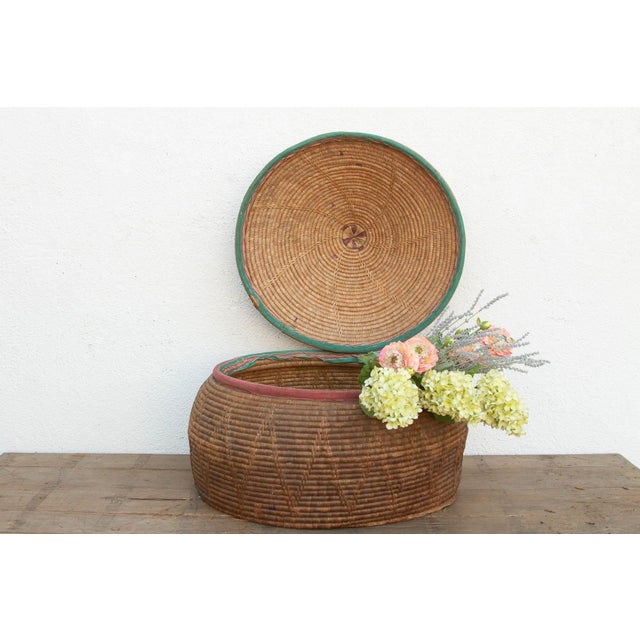 30"Dm Large Antique Nomadic Storage Basket For Sale - Image 11 of 11