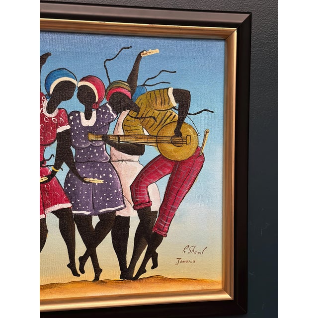R. Shaw, Dancing Figures with Instruments, 1950s, Oil Painting on Canvas, Framed For Sale - Image 5 of 15
