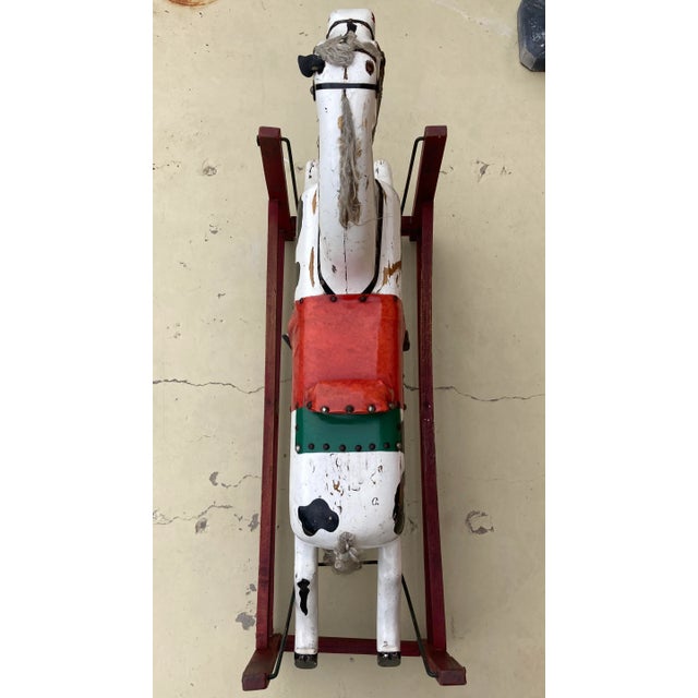 Mid 19th Century Carved Wood Rocking Horse Manner of Whitney Reed Corporation Leominster, Massachusetts Circa Late 1800s For Sale - Image 5 of 13