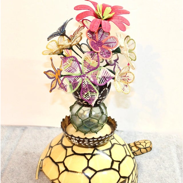 American Vintage Americana Marshall Islands Sculpture | Wojte Atoll Flowers on Sea Turtle For Sale - Image 3 of 6