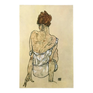 1981 Egon Schiele 33 Erotic Drawing Seated Woman Back View