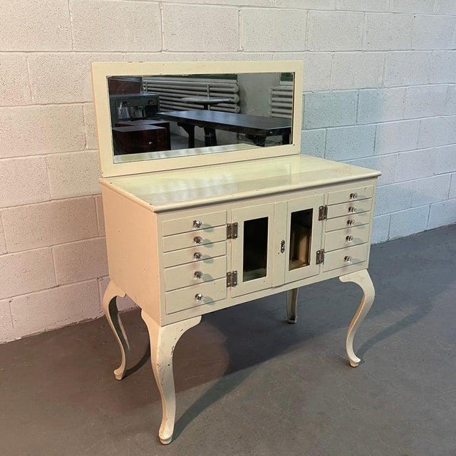 Industrial Antique Steel Apothecary Medicine Cabinet With Mirror For Sale - Image 3 of 12