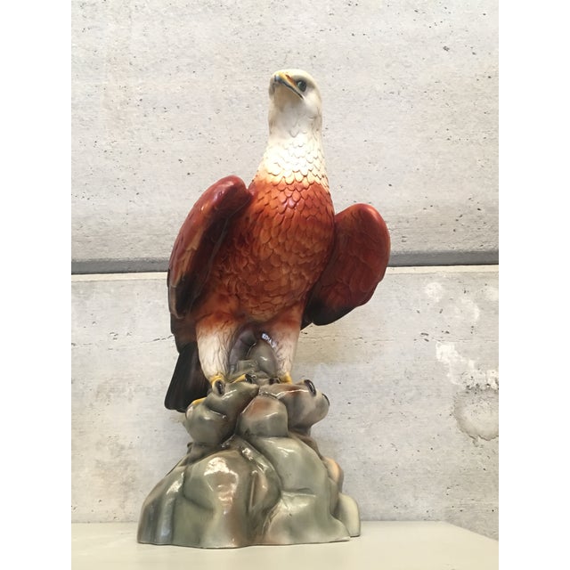 Italian 20th Century Large Italian Glazed Terra Cotta Eagle For Sale - Image 3 of 12