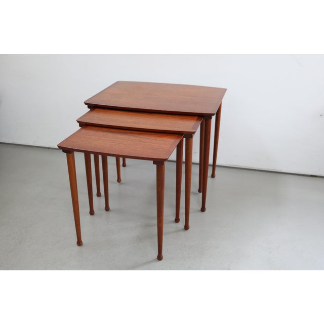 Møbelintarsia Denmark Set of 3 teak side tables/nesting tables Made in Denmark Height 45.5 cm Width 55 cm Depth 44 cm...