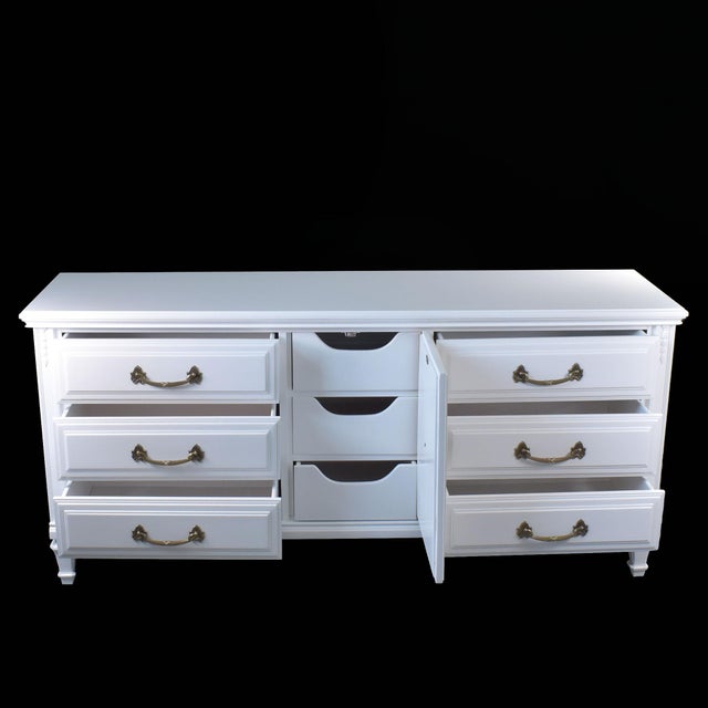 Hollywood Regency Faux Bamboo Greek Key Dresser For Sale - Image 3 of 6