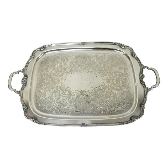 Vintage 1847 Rogers Bros "Remembrance" 9898 Silver Plated Serving Platter Tray For Sale