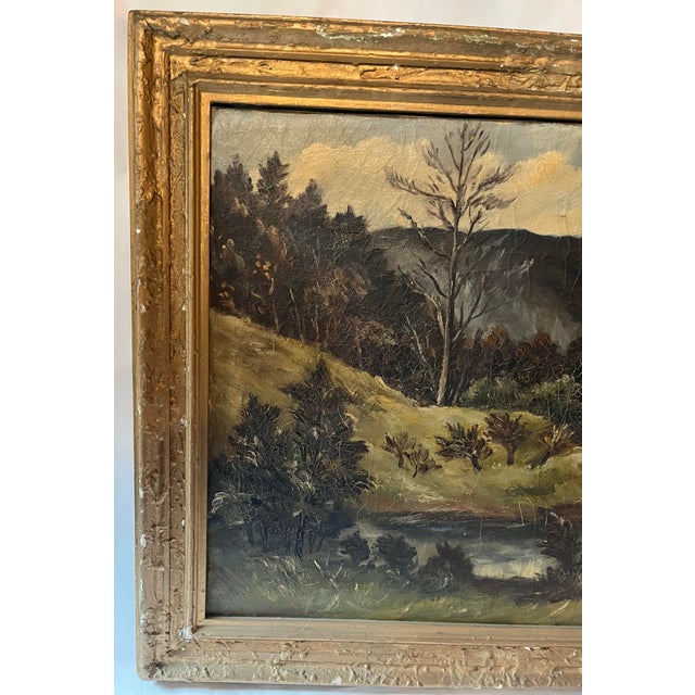 1940s Vintage Oil on Canvas Landscape Painting From the Hudson Valley For Sale - Image 5 of 12