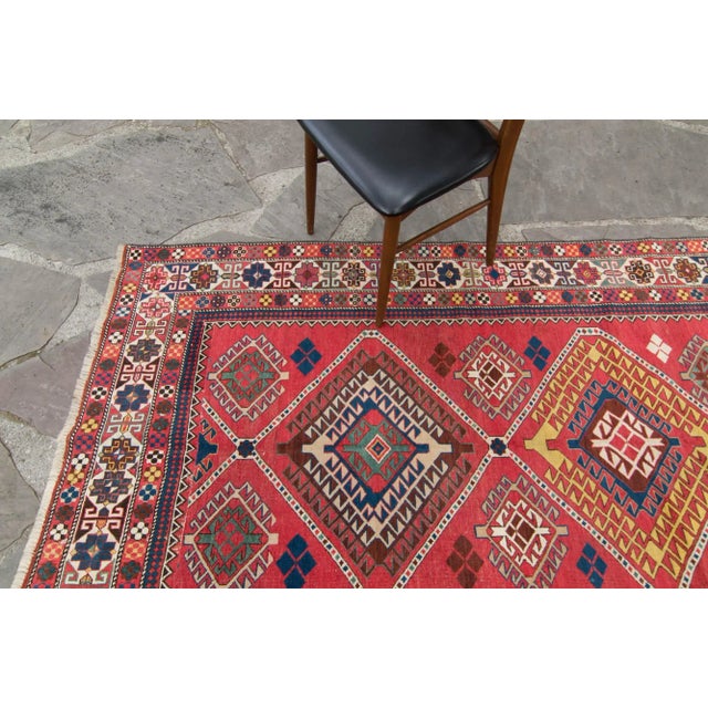 1910s 1910 Antique Caucasian Kuba Medallion Geometric Wool Hand-Knotted Rugs - 4'6" X 7' For Sale - Image 5 of 10