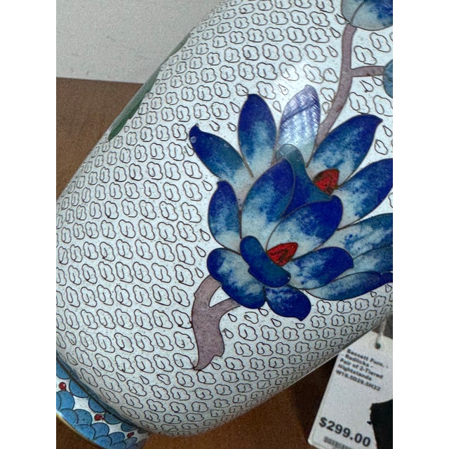Chinese Enamel Cloisonné Vase With Flowers For Sale In San Francisco - Image 6 of 12