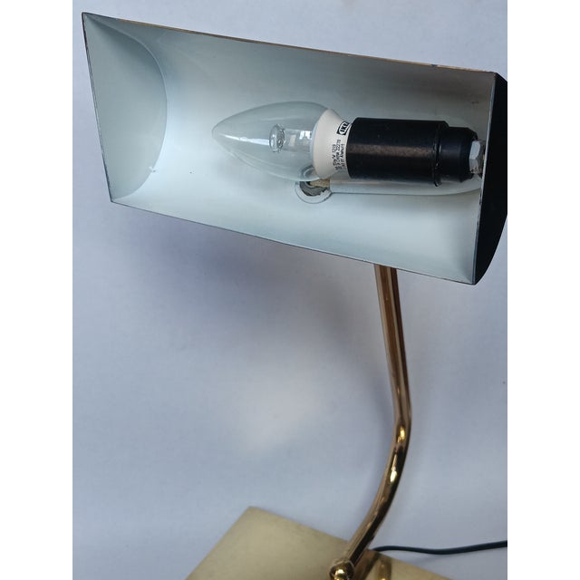 Gold Vintage Bankers Desk Lamp in Brass, 1960s For Sale - Image 8 of 10