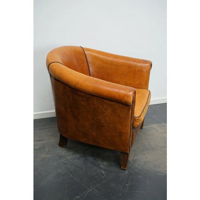 Vintage Dutch Cognac Colored Leather Club Chair For Sale - Image 6 of 14