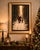 Wood Large Santa & Reindeer Christmas Canvas Print in Gilded Wood Frame, 36” For Sale - Image 7 of 11