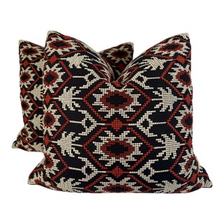 Schumacher "Andean Tribute Embroidery" 22" Pillows-a Pair For Sale