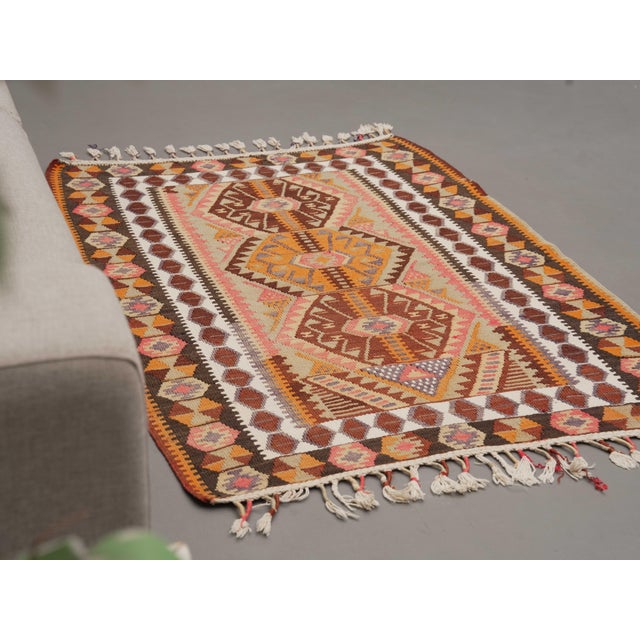 Chocolate 1970s Vintage Handmade Wool Cotton Chocolate Brown Runner Rug For Sale - Image 8 of 11