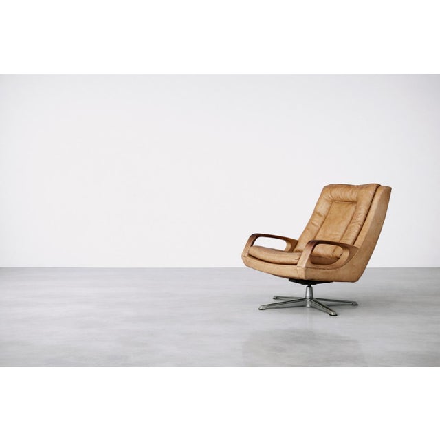 Mid-Century Modern German Leather Swivel Chairs from Carl Straub, 1950s, Set of 2 For Sale - Image 16 of 18