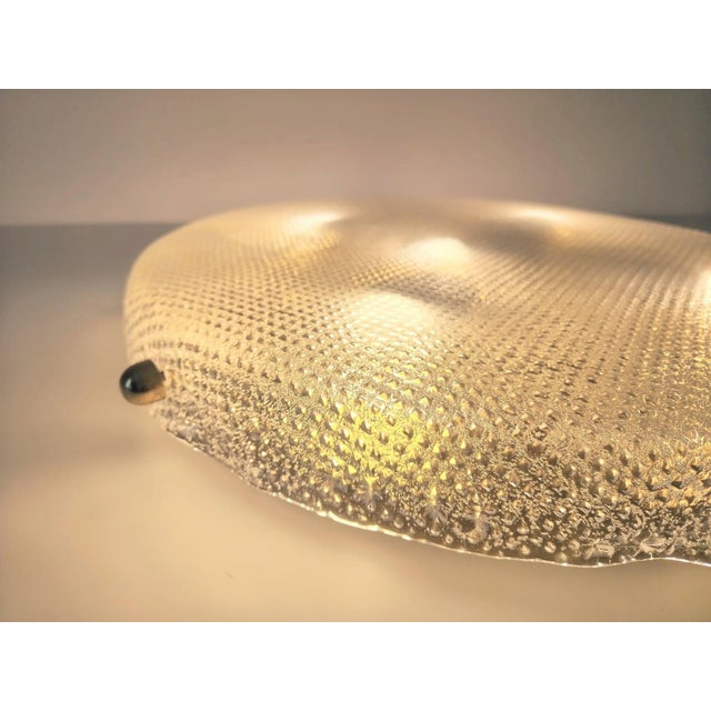 Vintage Textured Glass and Brass Flush Mount from Hillebrand Leuchten, Germany, 1970s For Sale - Image 9 of 18
