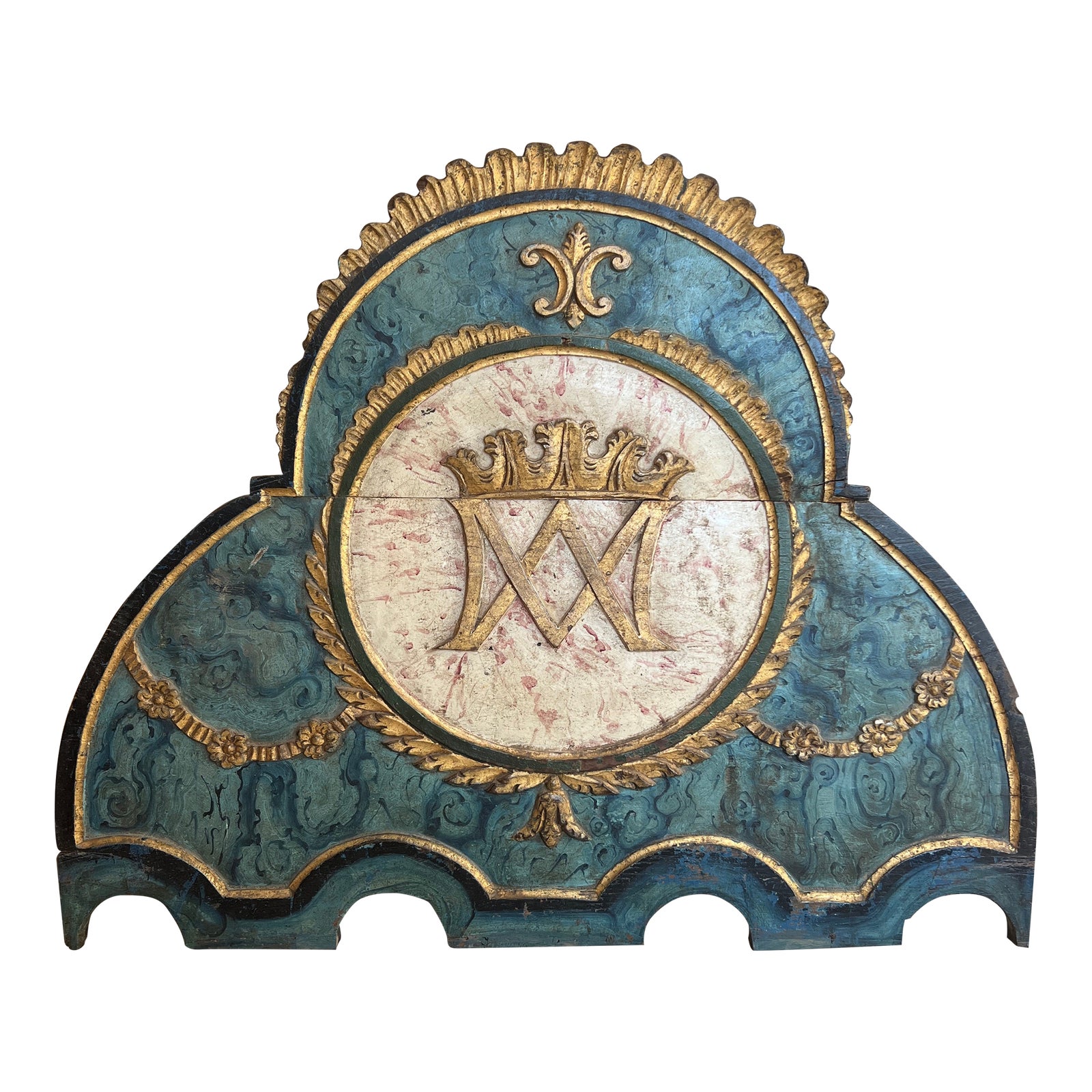 Antique Italian Gilded Carved Crown Panel Architecture Fragment | Chairish
