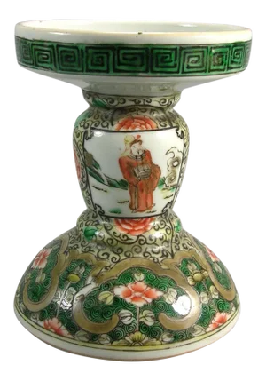 19th Century Chinese Famille-Verte Porcelain Candle Holder