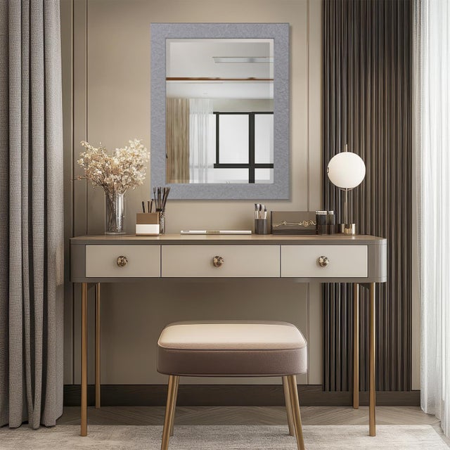 Stucco Vanity Mirror - Gray For Sale - Image 11 of 11