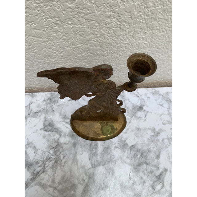 Vintage Brass Angel Candle Holder For Sale - Image 10 of 11