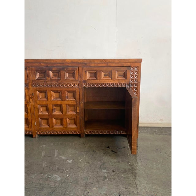 Wood Spanish Pine Brutalist Sideboard, 1960s For Sale - Image 7 of 7