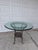French Provincial Vintage Glass Top Wrought Iron Bistro Table For Sale - Image 3 of 12