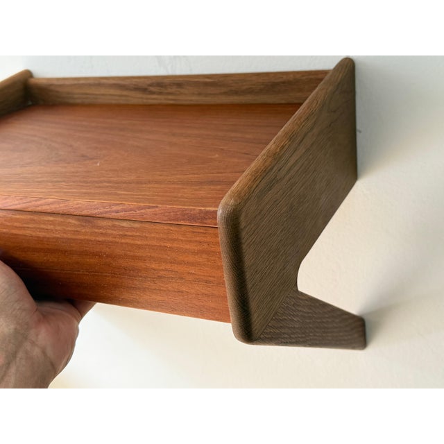 Teak and Oak Floating Night Stands by Sigfred Omann for Ølholm, 1960s, Set of 2 For Sale - Image 11 of 12