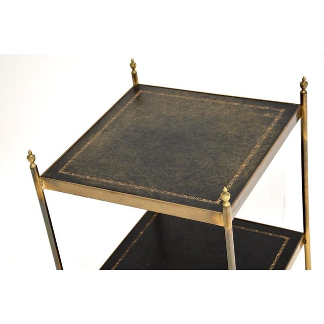 1960s Vintage Brass and Leather Side Table, 1960s For Sale - Image 5 of 9
