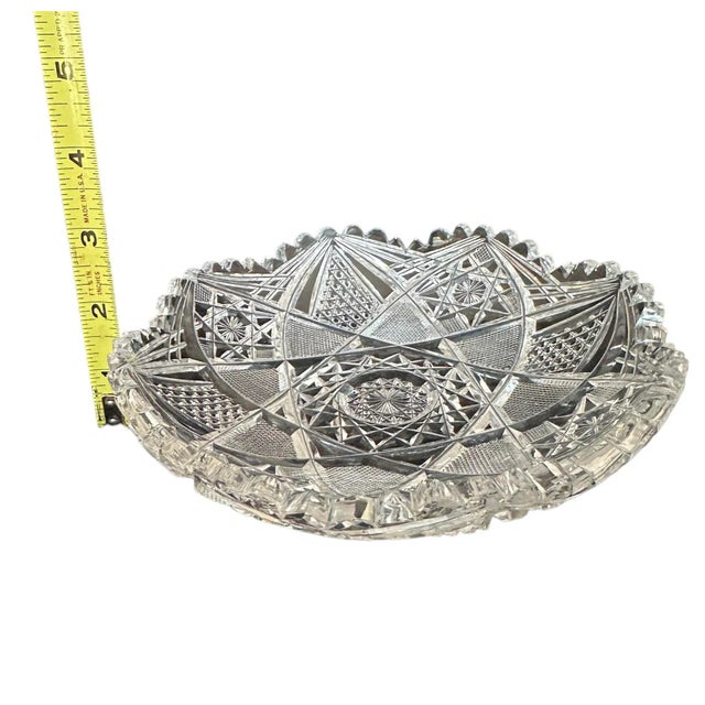 Transparent Antique, American Brilliant Period Crystal Glass Hand Cut Low Bowl Made by J Hoare For Sale - Image 8 of 13