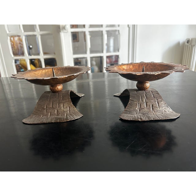Brutalist Candlesticks in Wrought Iron and Copper, 1970s, Set of 2 For Sale - Image 9 of 15