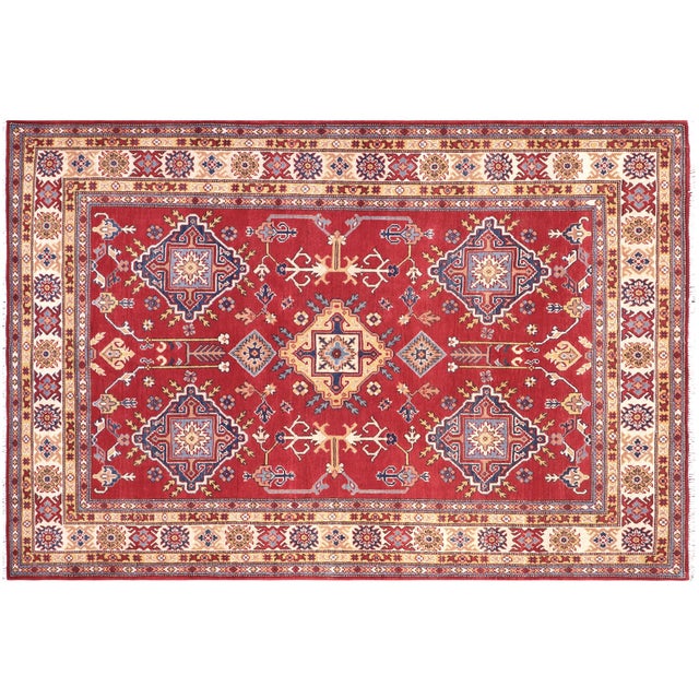 Southwestern Kazak Red/Beige Wool Rug - 5'8''x7'9'' For Sale - Image 9 of 10