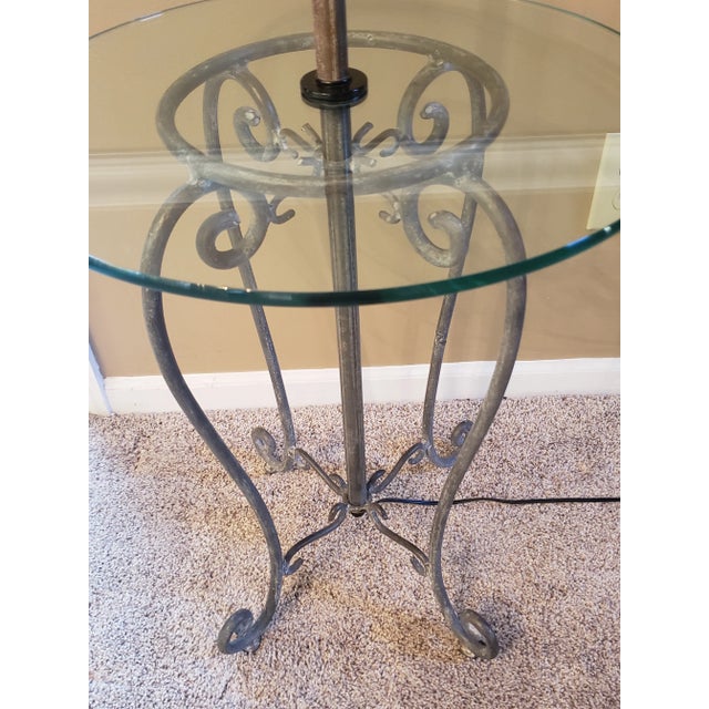 Frederick Cooper Frederick Cooper Iron Floor Lamp With Glass Table For Sale - Image 4 of 13