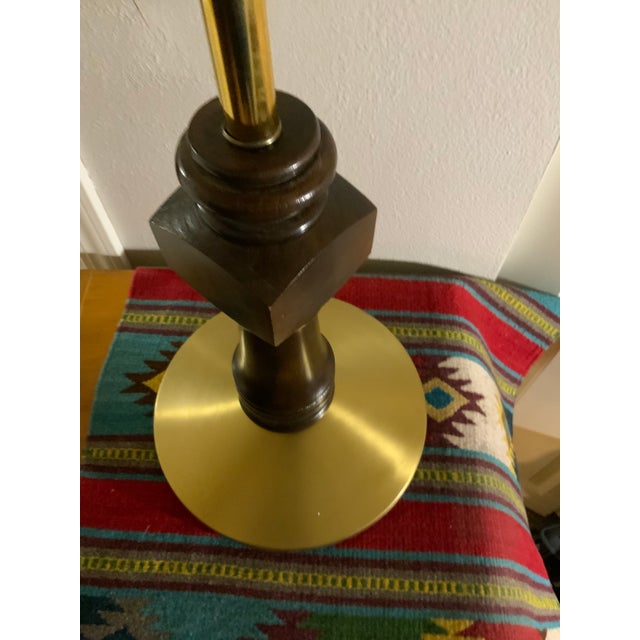Brass Mid 20th Century Hollywood Regency Brass and Turned Wood Smoking Stand Ashtray For Sale - Image 8 of 11