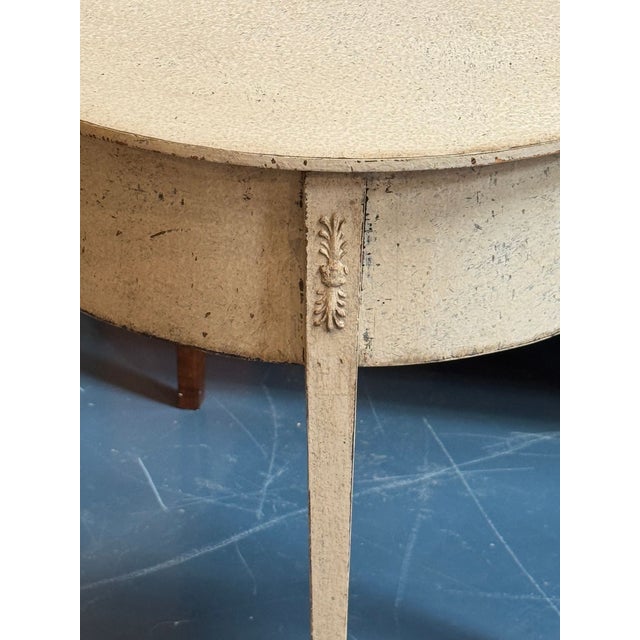 Swedish Gustavian Painted Demi-Lune Side Table For Sale - Image 4 of 6