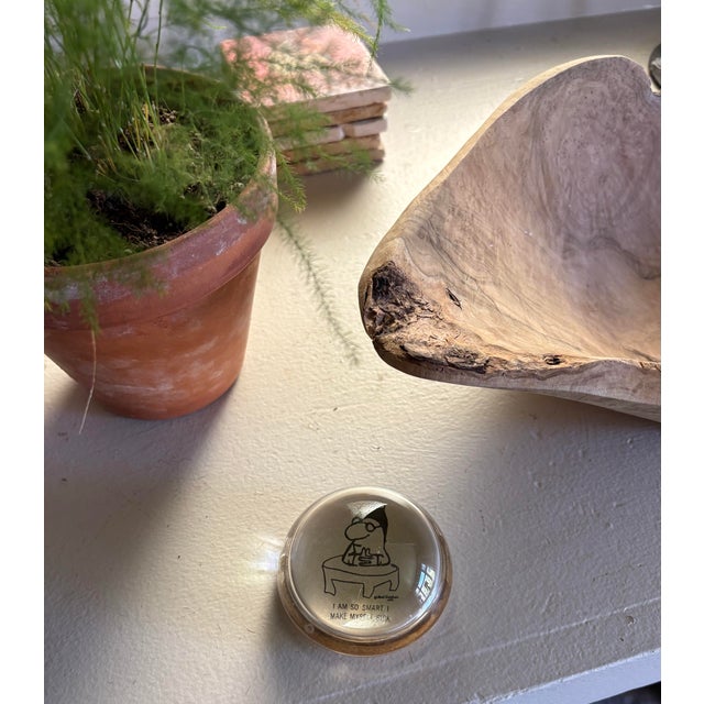 1950s Herb Gardner 1955 “I Am So Smart I Make Myself Sick” Glass Paperweight For Sale - Image 5 of 11