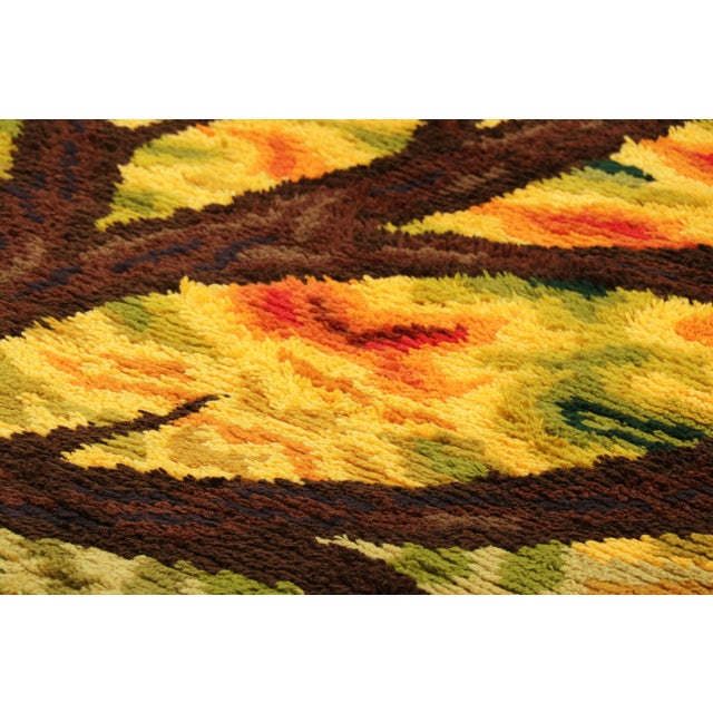 Vintage Swedish Rya Rug in Yellow and Brown With Tree Pictorial | Rug & Kilim For Sale In New York - Image 6 of 8