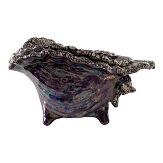 Vintage Atlantic Mold Iridescent Purple Conch Shell Planter For Sale
