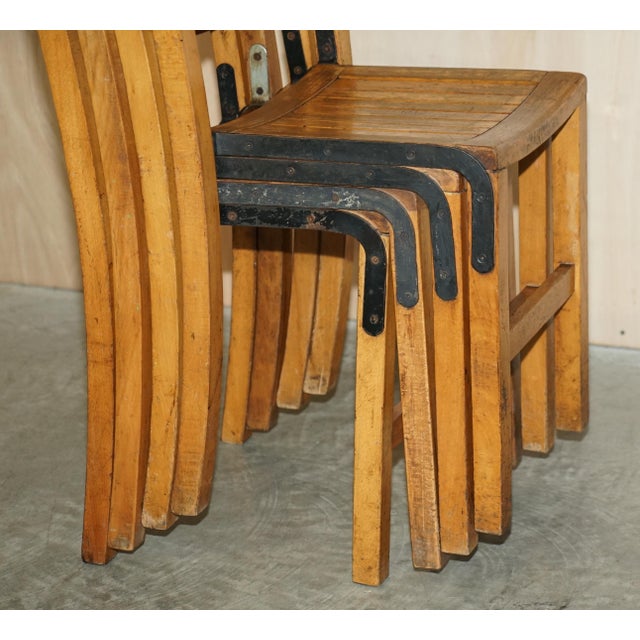 English Oak Stacking Chairs with Period Finish, 1930s, Set of 4 For Sale - Image 4 of 16
